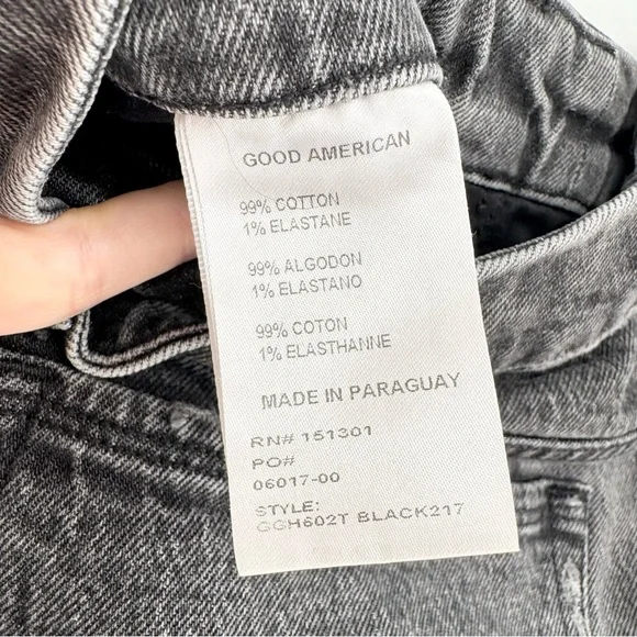 Good American Good Girlfriend High Waist Straight Leg Jeans In Black217 Sz 10/30 - Picture 11 of 12